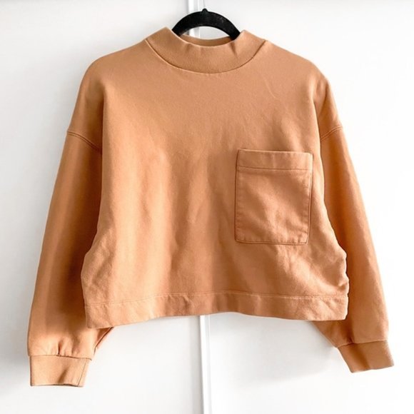 OAK + FORT Cropped Pocket Crew - Picture 1 of 11